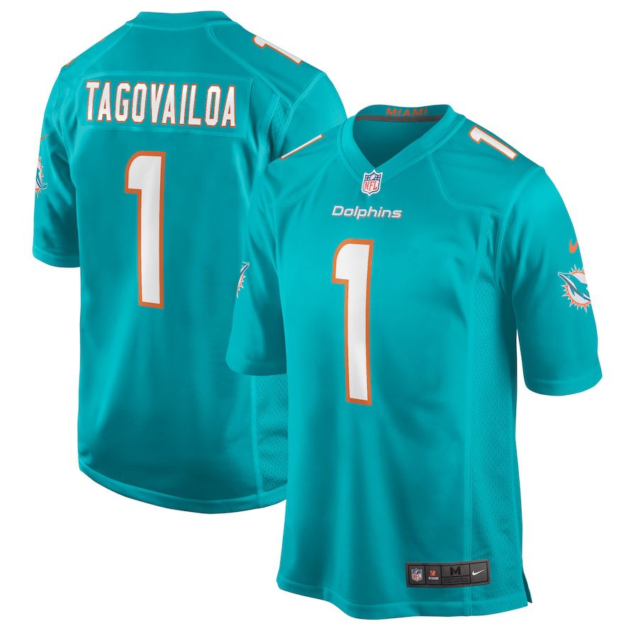 Men Miami Dolphins #1 Tua Tagovailoa Nike Aqua Game NFL Jersey